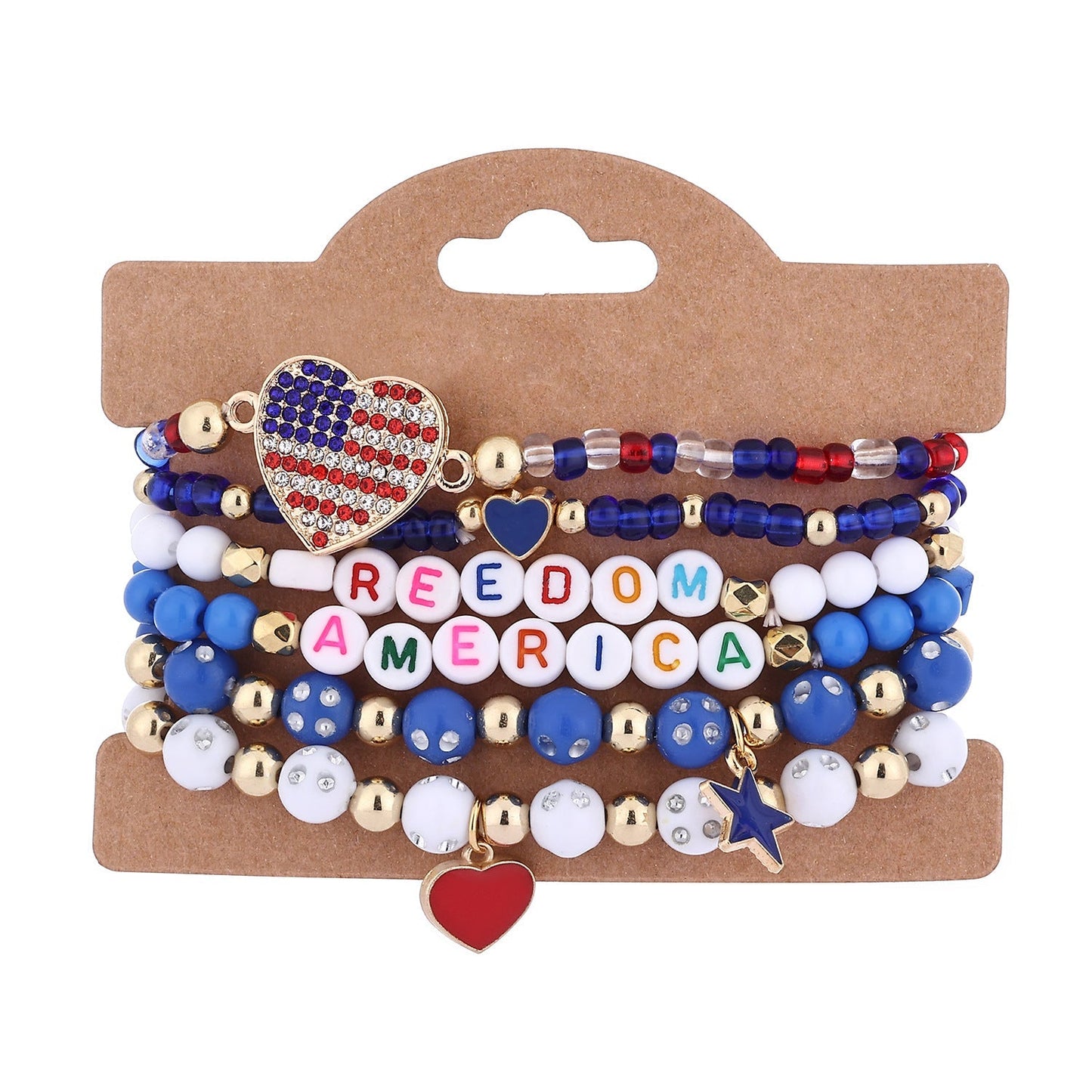 American Flag Multi-Layered Beaded Bracelet