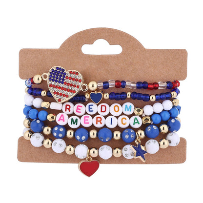 American Flag Multi-Layered Beaded Bracelet