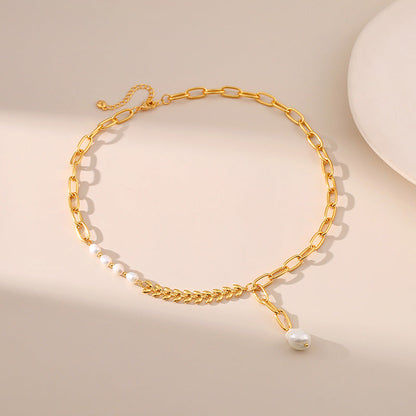 Pearl Wheat Bead Chain Splicing Necklace