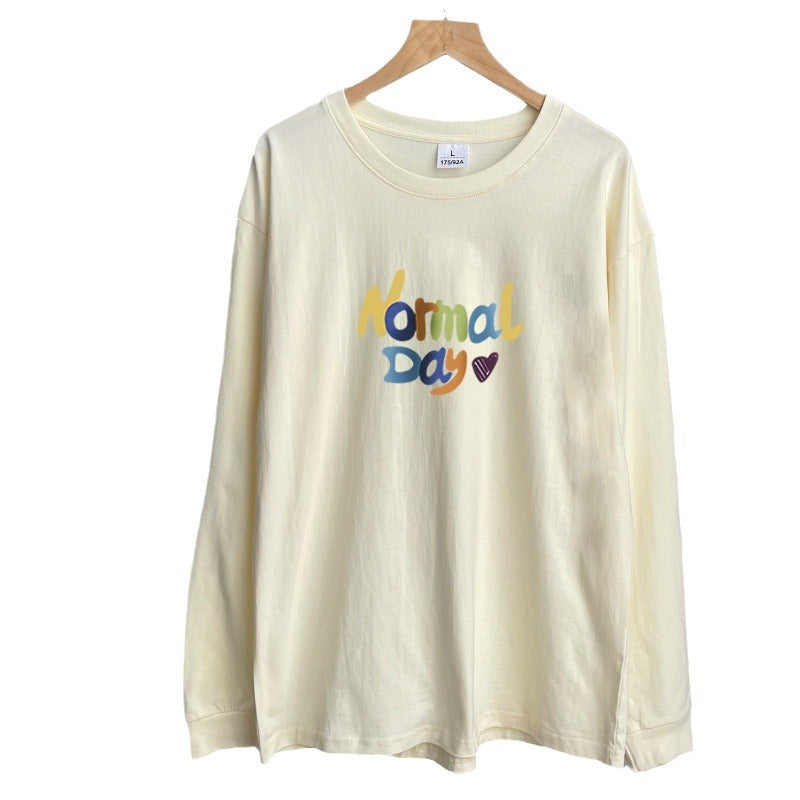 Colorful Letter Round Neck Loose T-Shirt