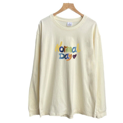 Colorful Letter Round Neck Loose T-Shirt