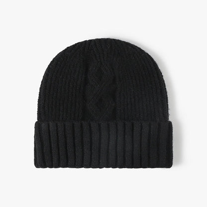 Solid Color Cable Knit Cuff Winter Beanie