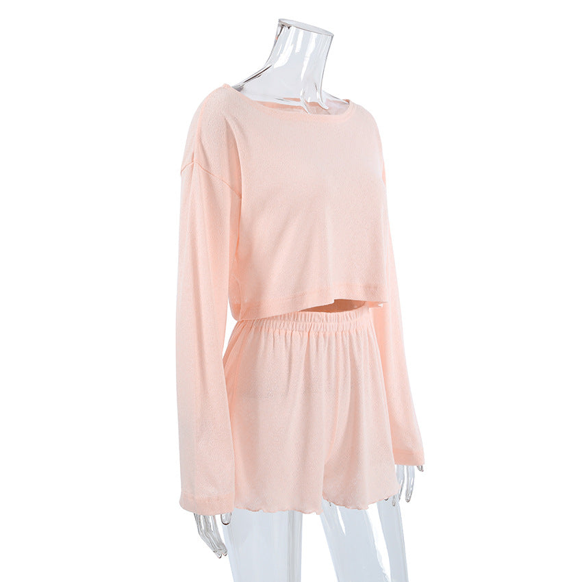 Love Jacquard Solid Color Sleepwear Sets