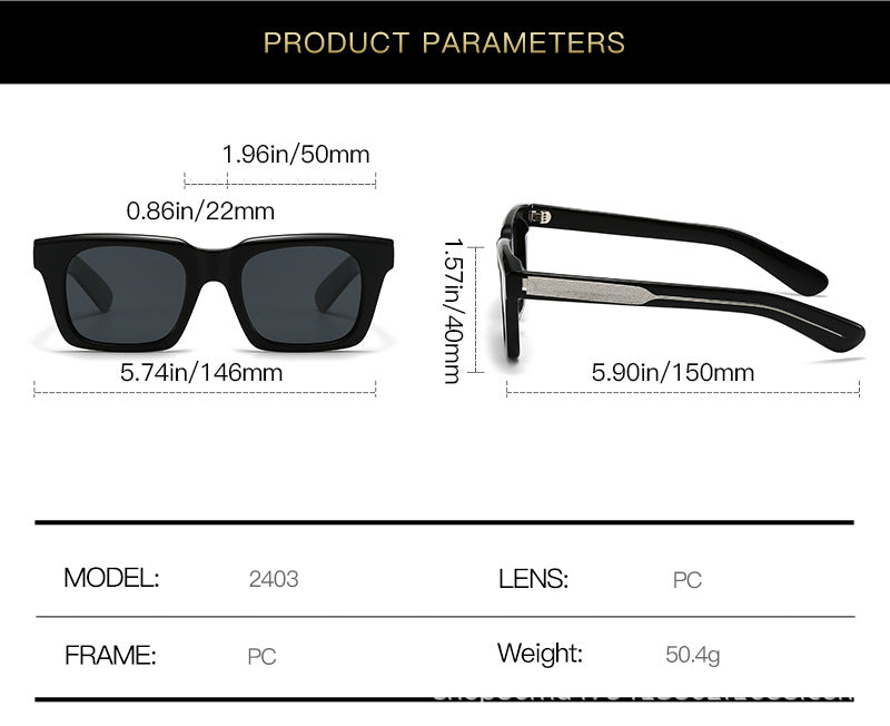 Trendy Polarized Square Frame  Acetate Sunglasses