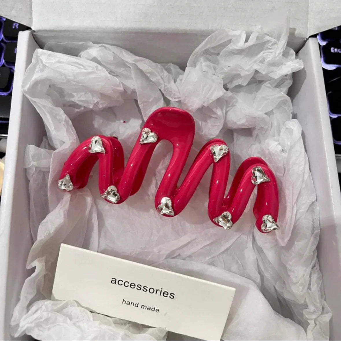 Love Rhinestone Candy Color Hair Claws