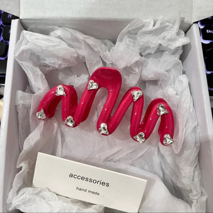 Love Rhinestone Candy Color Hair Claws