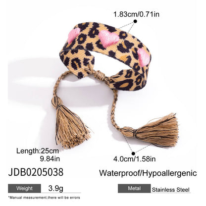 Cute Letter Print Braided Tassel Bracelet