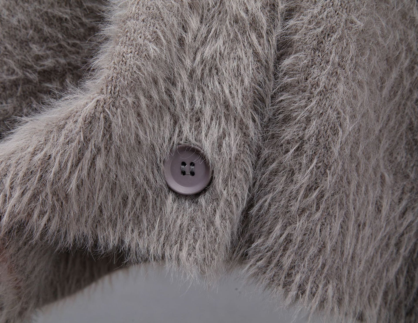 Fashion V-Neck Long Sleeve Fuzzy Knit Cardigan