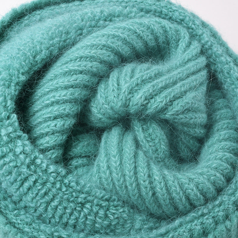 Solid Color Knit Hat High Flap Beanie