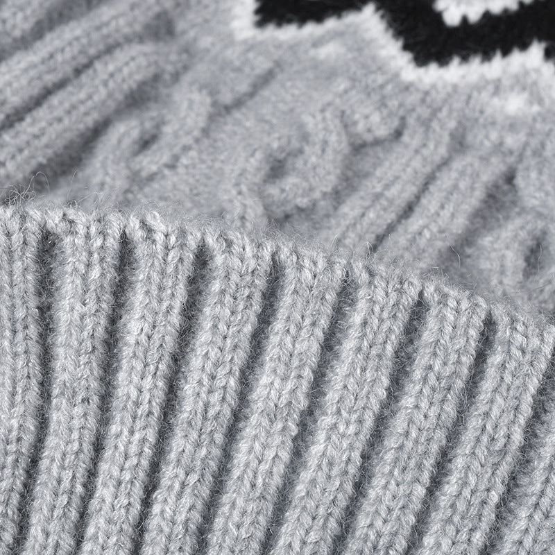 Splicing Twist Padded Knit Pom Beanie