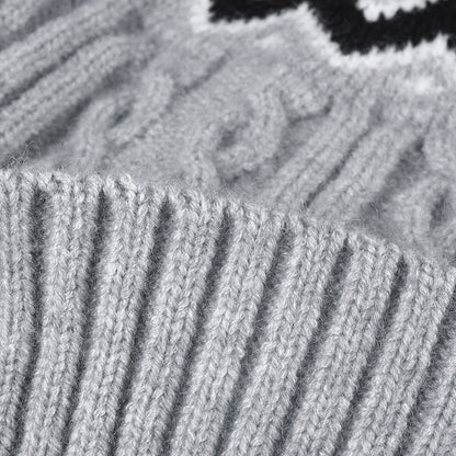 Splicing Twist Padded Knit Pom Beanie