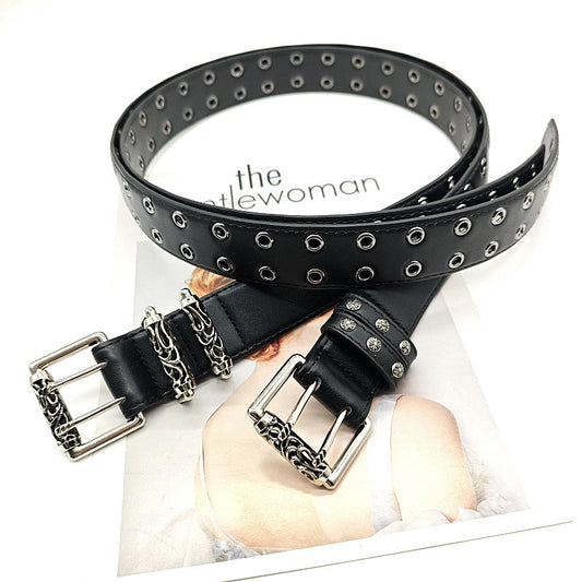 Punk Street Metal Leather Wide Belt
