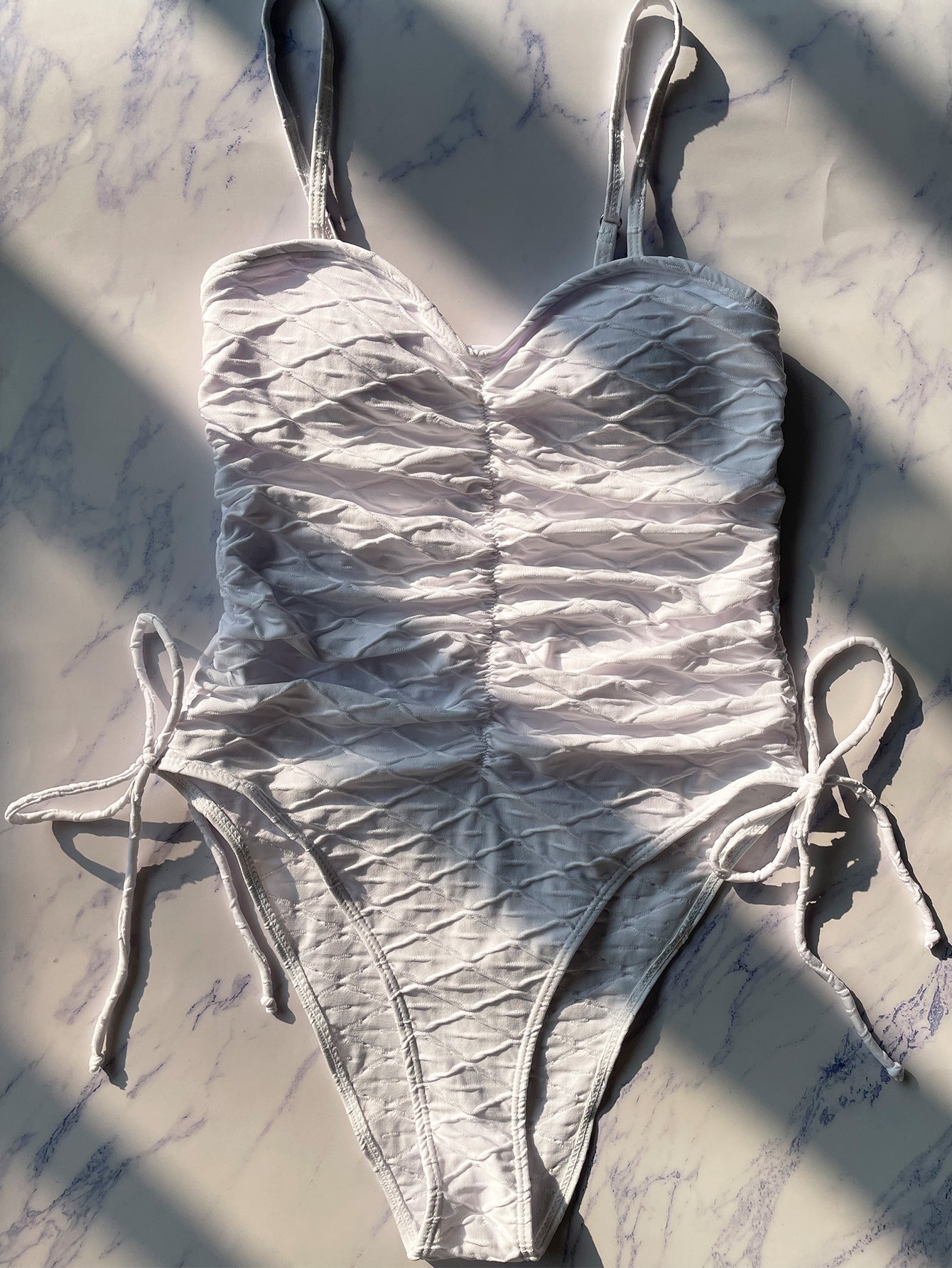 Drawstring Spaghetti Slim One Piece Swimwear