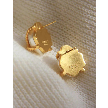 Vintage Irregular Pearl Letter Earrings