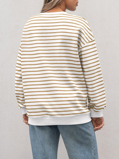 Striped Loose Color Block Casual Sweatshirt