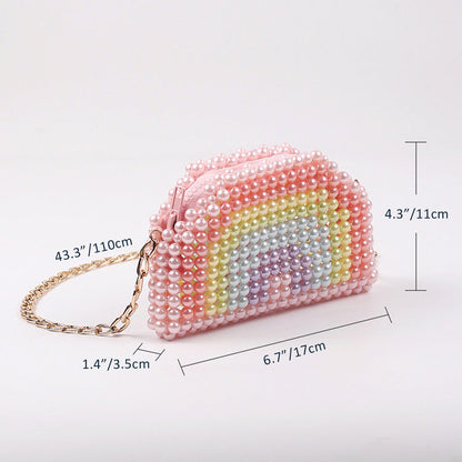 Mini Rainbow Beads Braided Shoulder Bag