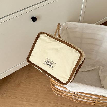 Cute Color Block Soft Makeup Bag