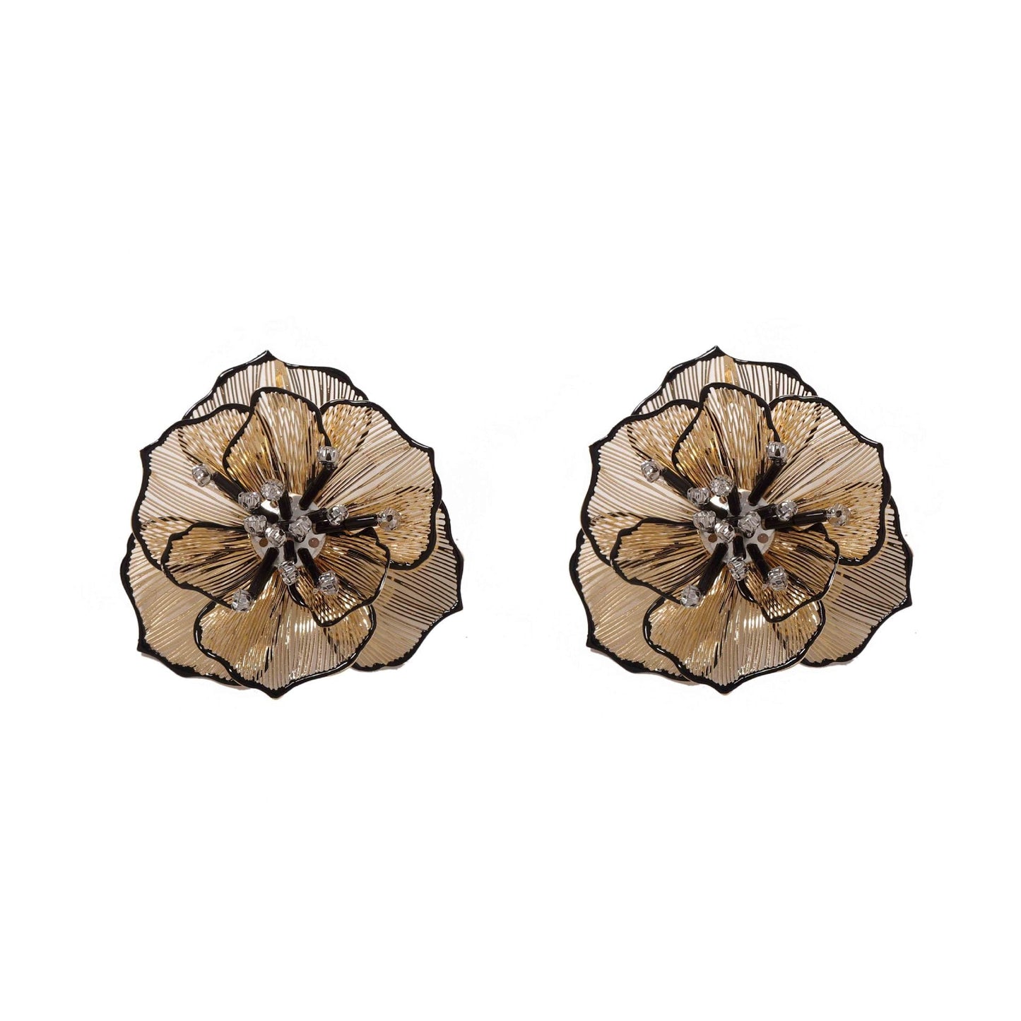 Trendy Geometric Hollow Out Flower Stud Earrings