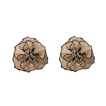 Trendy Geometric Hollow Out Flower Stud Earrings