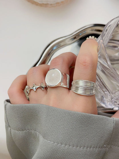 Trendy Star Pattern Silver-Tone Open Rings