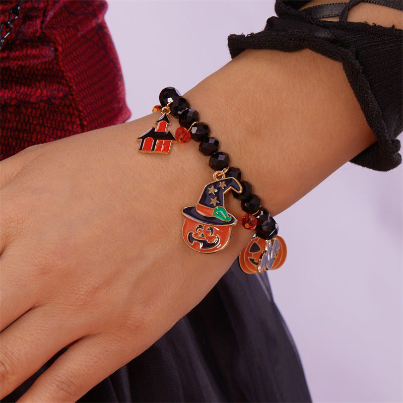 Spooky Ghost Pumpkin Spider Charm Halloween Bracelet