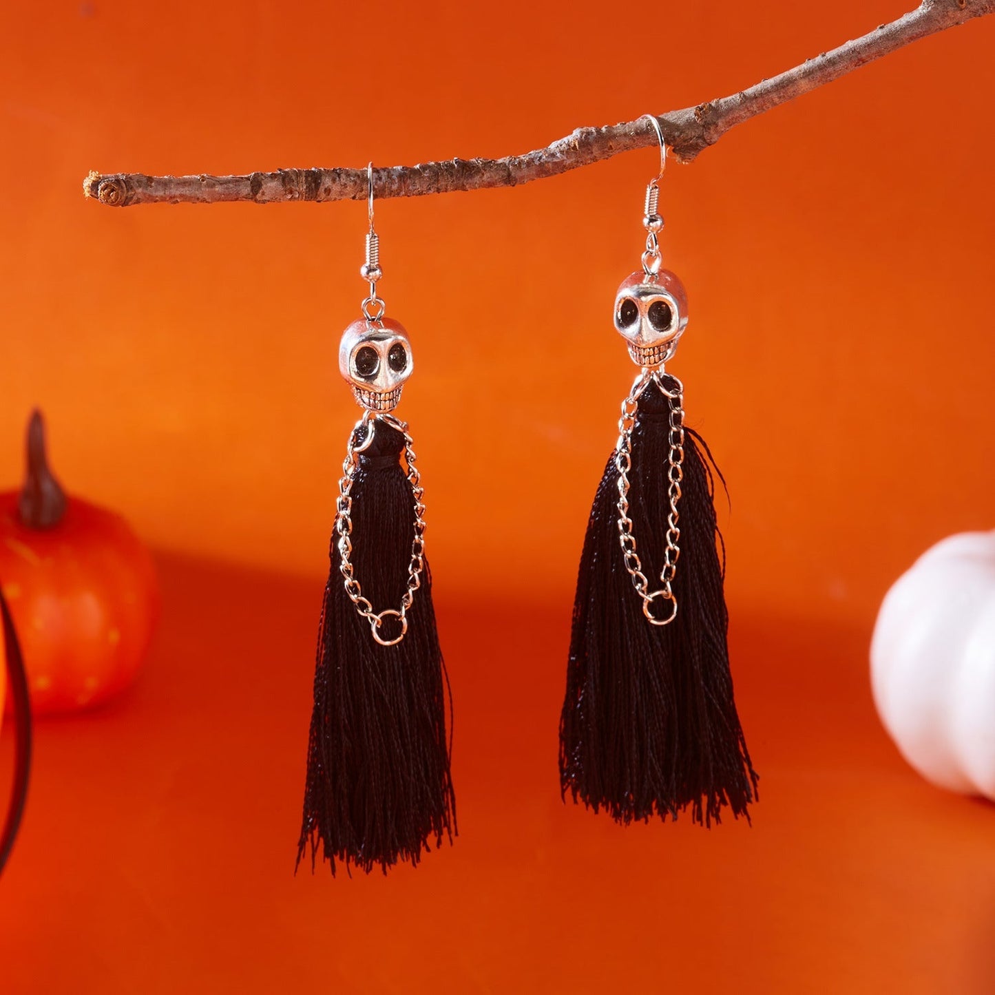 Funny Halloween Skeleton Tassel Drop Earrings