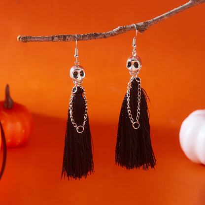 Funny Halloween Skeleton Tassel Drop Earrings