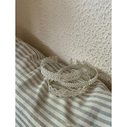 Simple Hollow Out Lace Open Cuff Bracelet