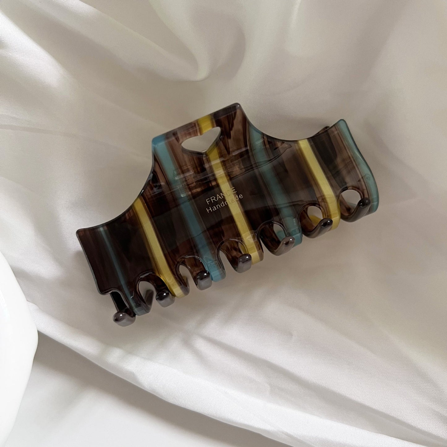 Vintage Heart Stripe Acetate Hair Claw