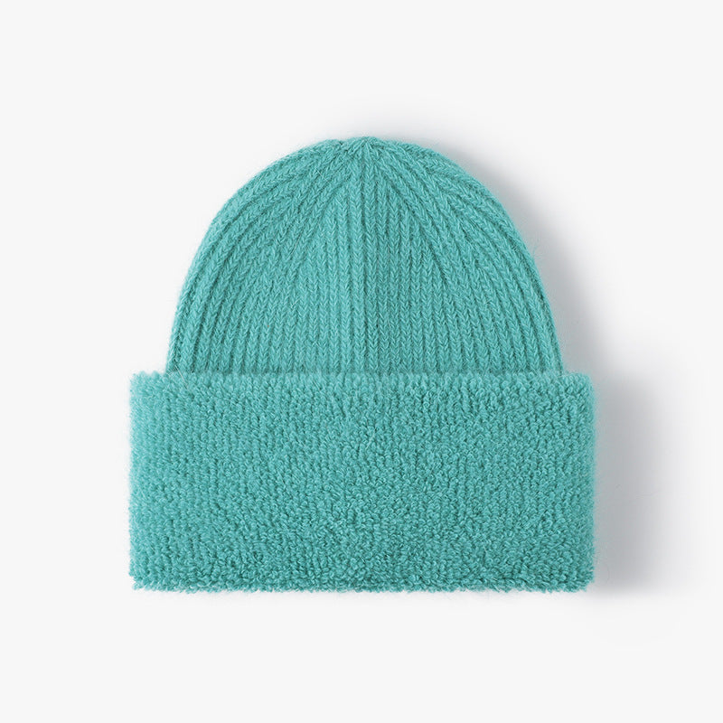 Solid Color Knit Hat High Flap Beanie