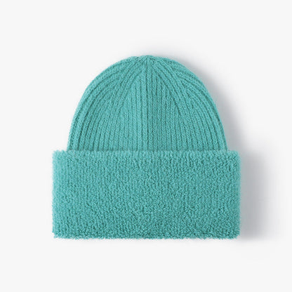 Solid Color Knit Hat High Flap Beanie