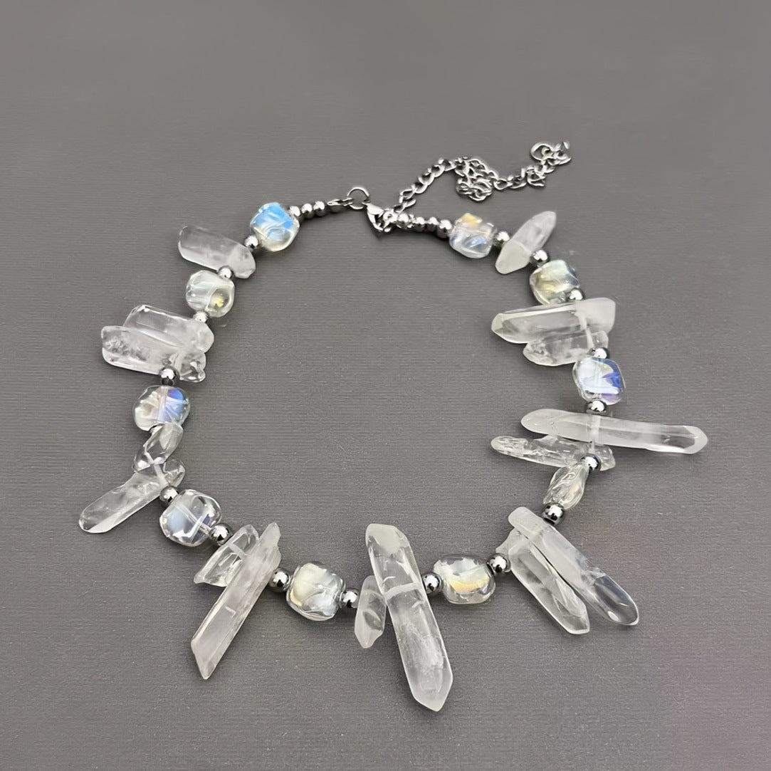 Minimalist Irregular Natural Ice Crystal Choker Necklace