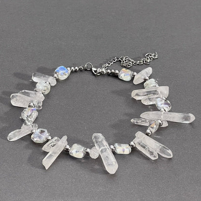 Minimalist Irregular Natural Ice Crystal Choker Necklace