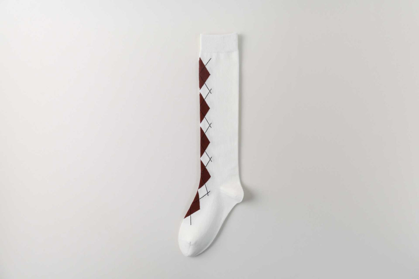 Minimalist Plaid Jacquard Cotton Calf Socks