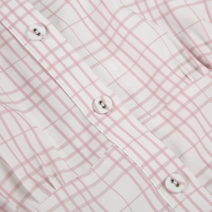 Color Block Plaid Short Sleeve Shirt