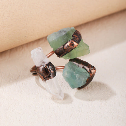 Vintage Irregular Crystal Stone Open Ring