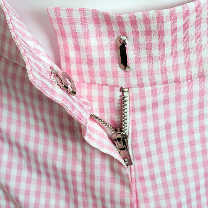 Elegant Lapel Collar Plaid Shirt Shorts Sets