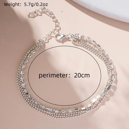 Simple Rhinestone Layered Fine AAnklets