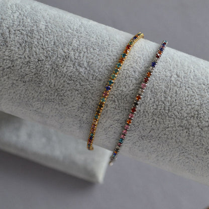 Colorful Cubic Zircon Strand Link Bracelet