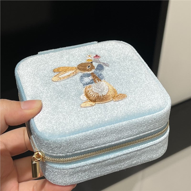 Portable Cute Embroidered Travel Jewelry Case
