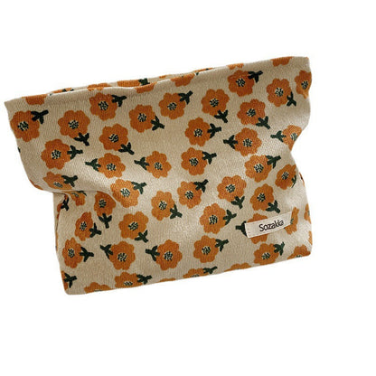 Corduroy Flower Jacquard Simple Make Up Bag