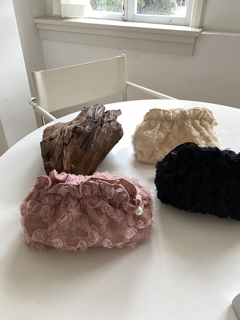 Flower Lace Pearl Cosmetic Bag
