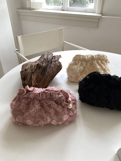Flower Lace Pearl Cosmetic Bag