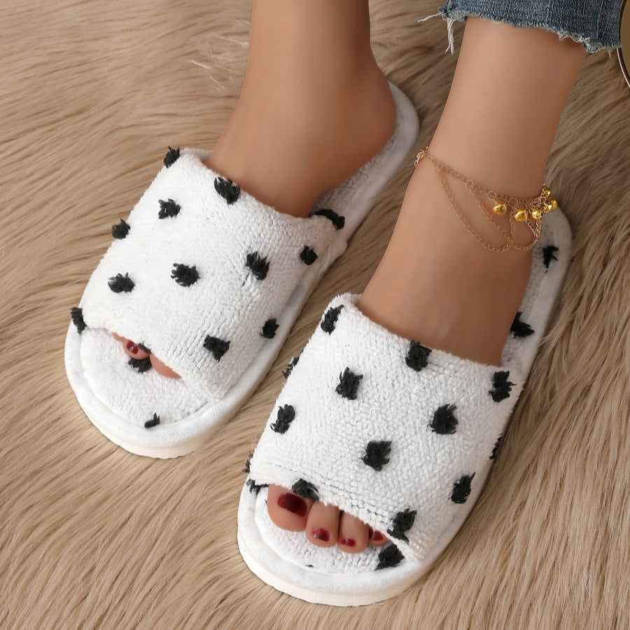 Cute Polka Dot Open Toe Soft Slippers