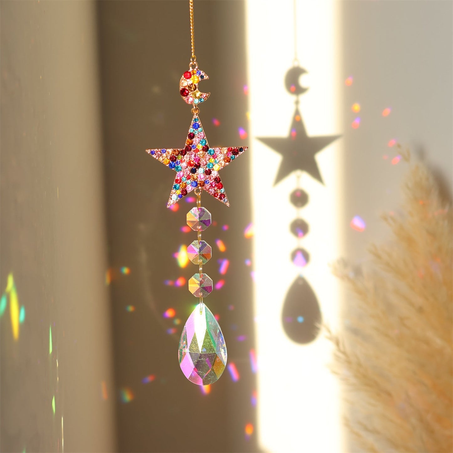3+ Colorful Star Moon Suncatcher Hangings