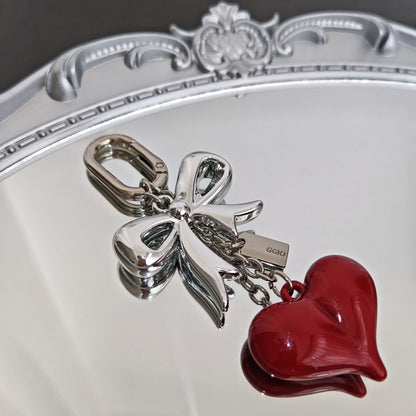 Elegant Bow Heart Keychain Bag Charm