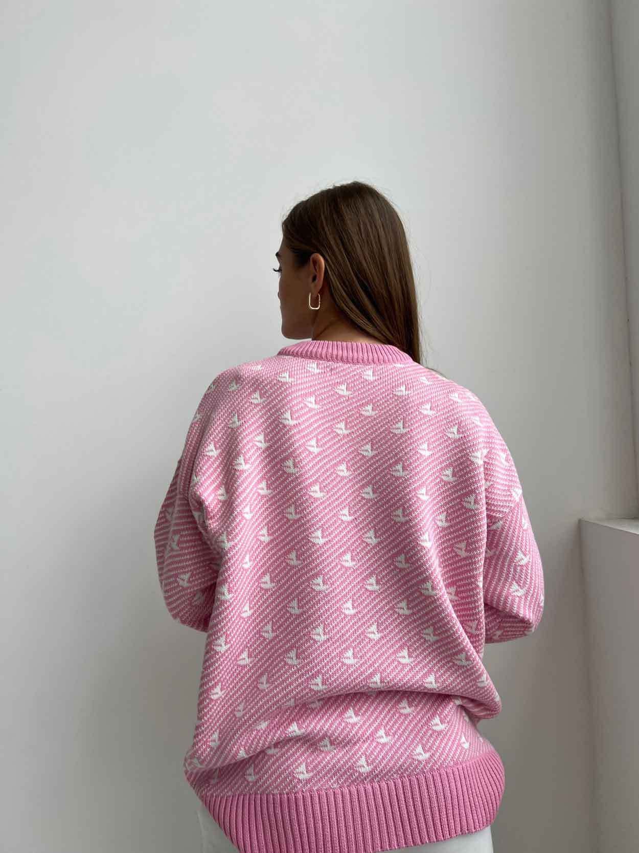 Print Contrast Color Loose Sweater