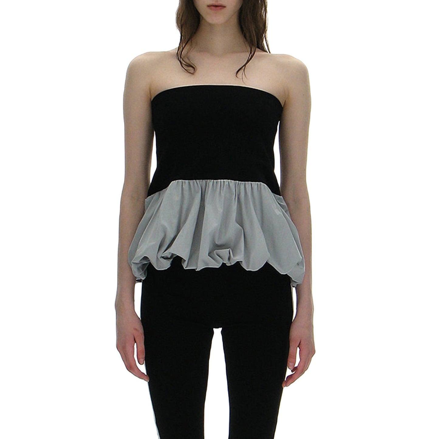 Puffy Color Block Slim Mini Skirt