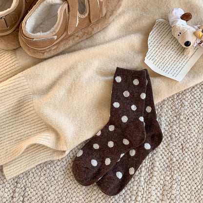 Color Block Thicken  Polka Dot Socks