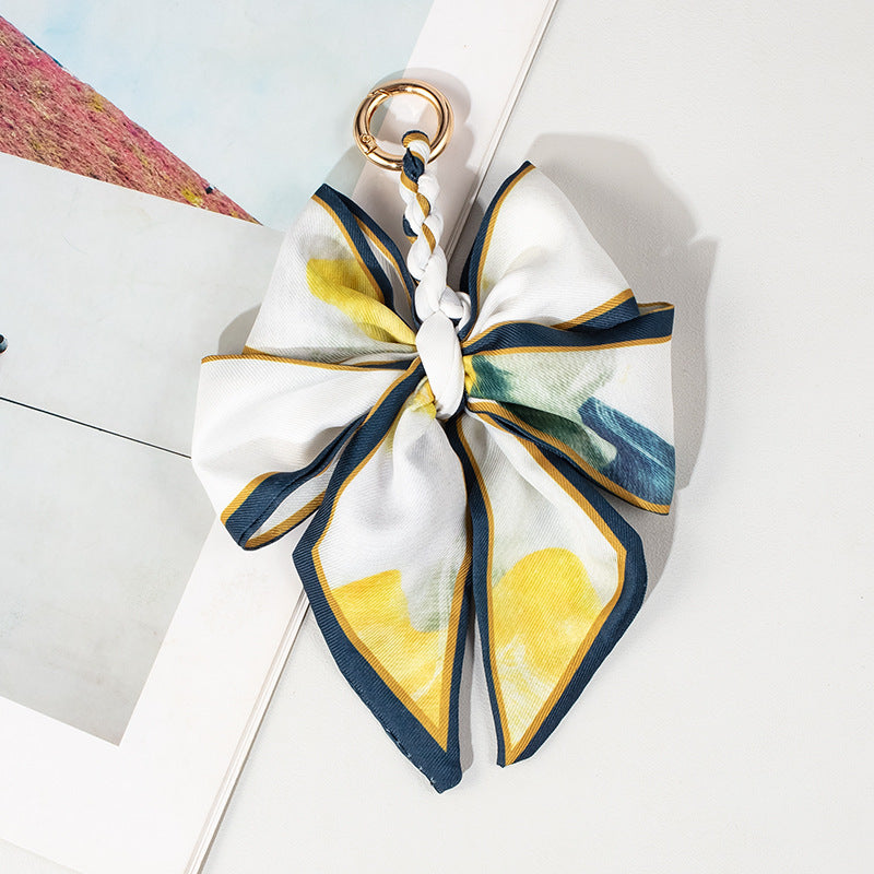 Vintage Print Satin Bow Bag Charms